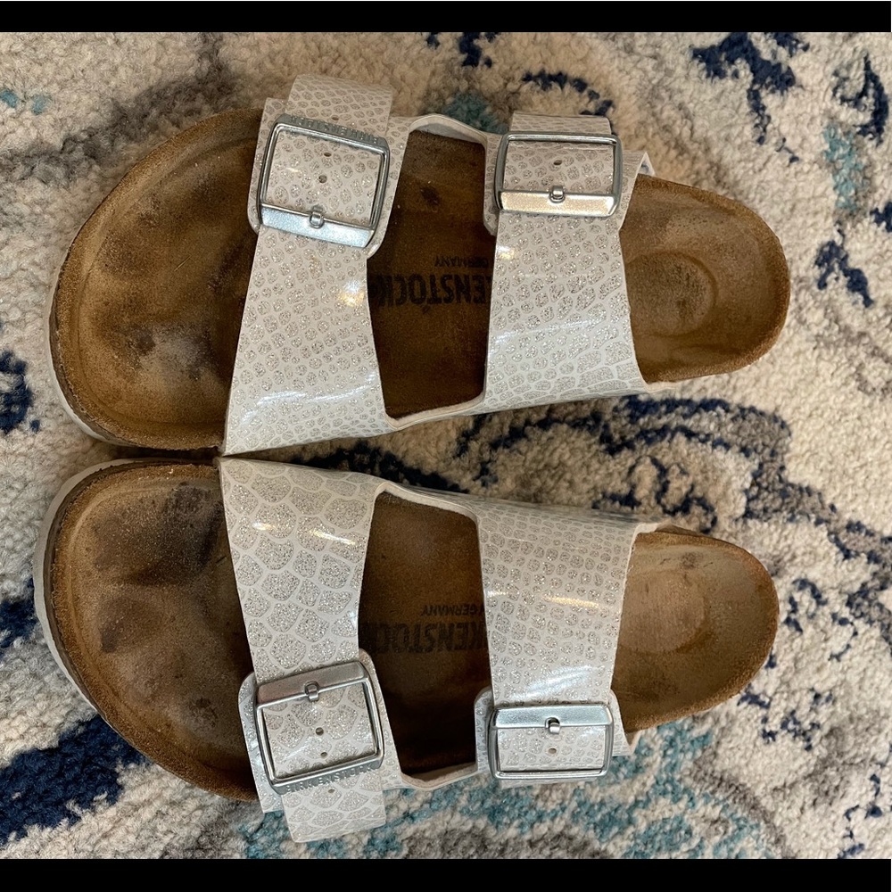 white print Birkenstock’s